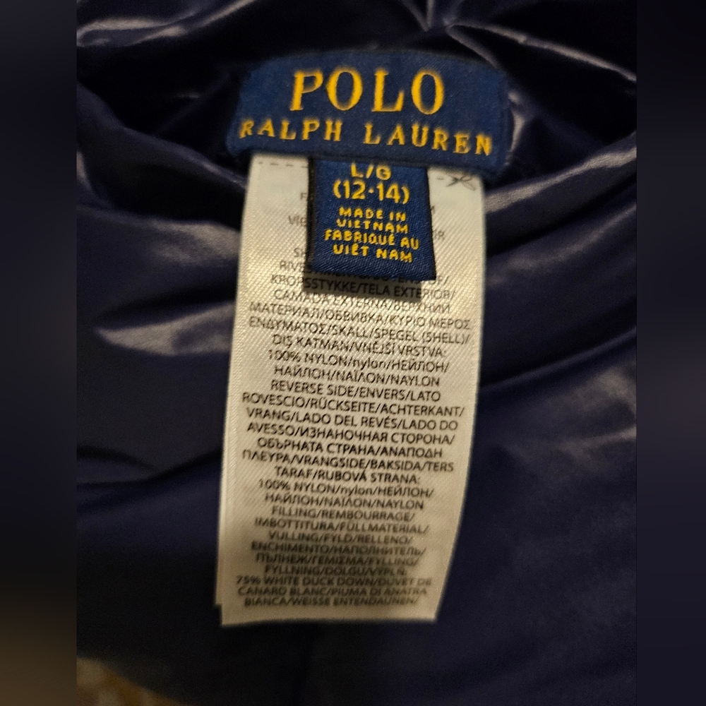 Polo reversable Navy Blue and white Puffer Vest - Picture 4 of 9